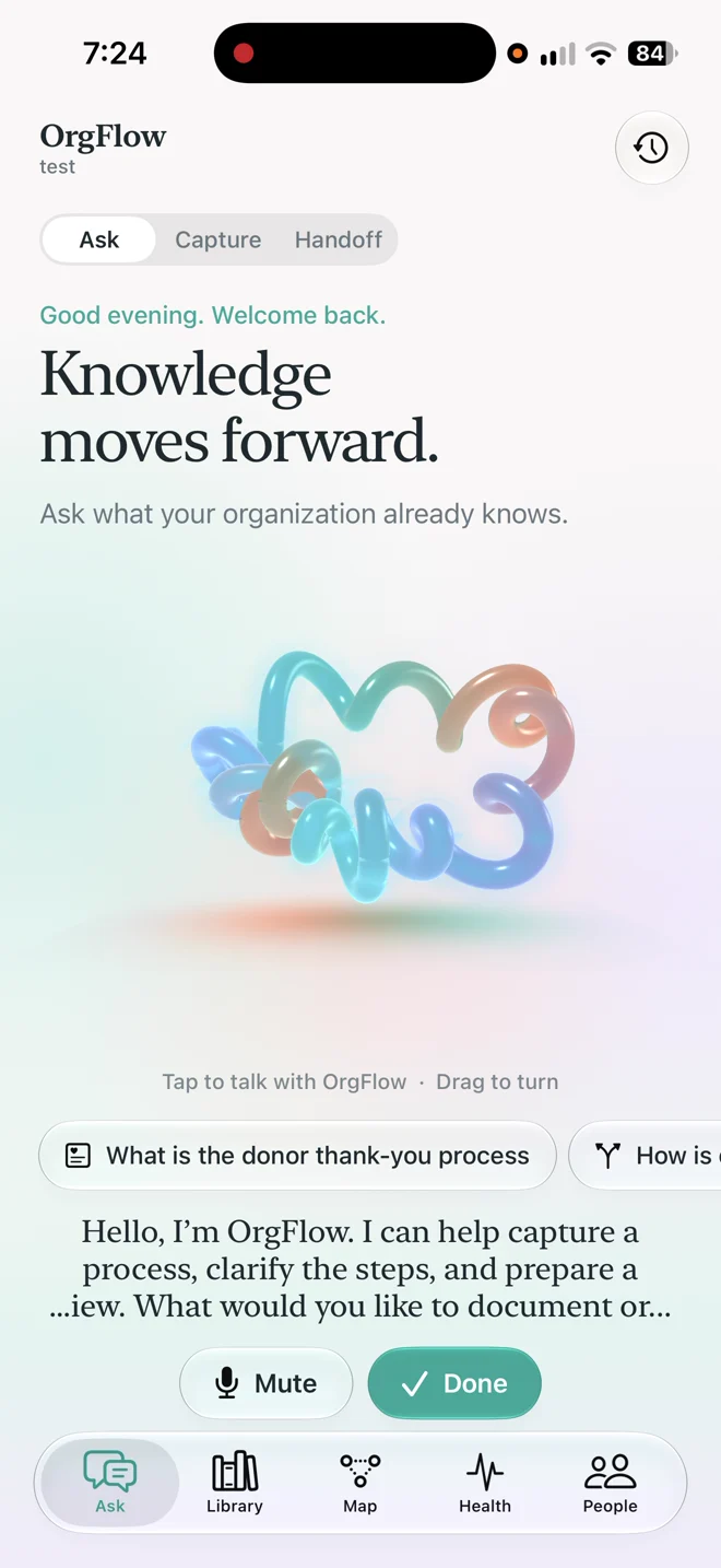OrgFlow on iPhone: talk it through